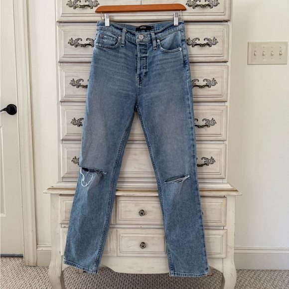 Hudson Jeans Denim - Hudson Jeans Women's Straight Leg Distressed Blue Denim